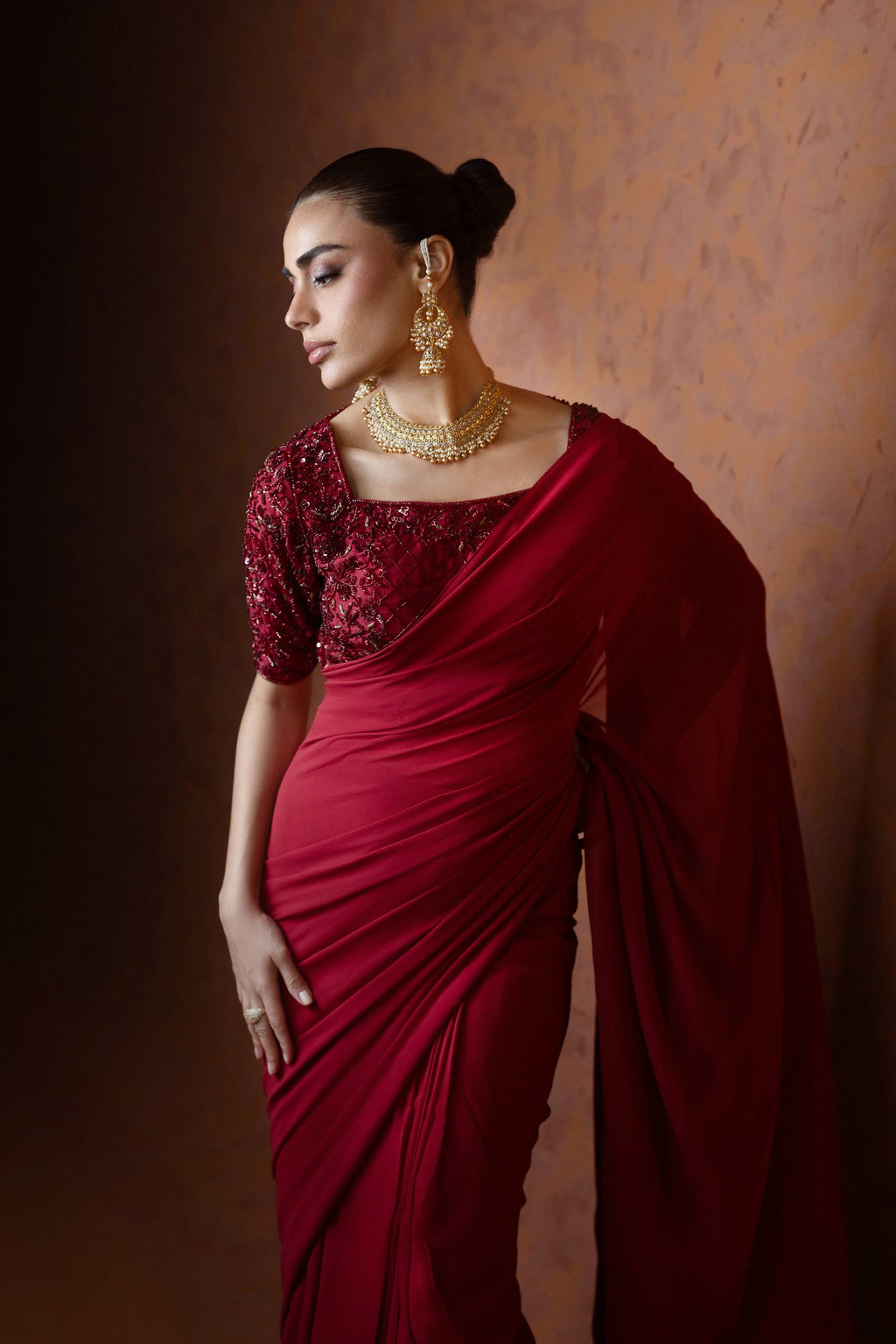 Elara Red Saree