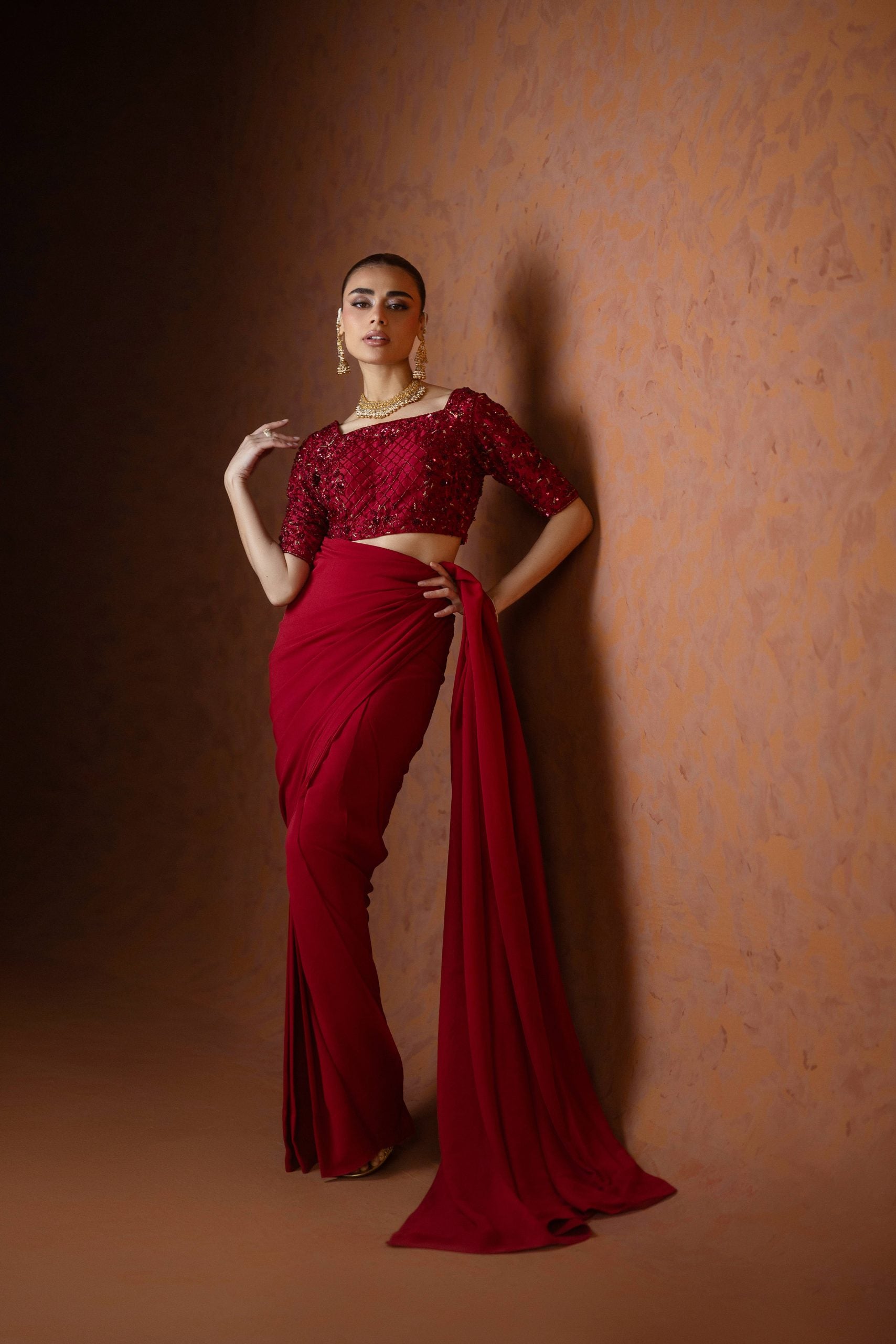 Elara Red Saree