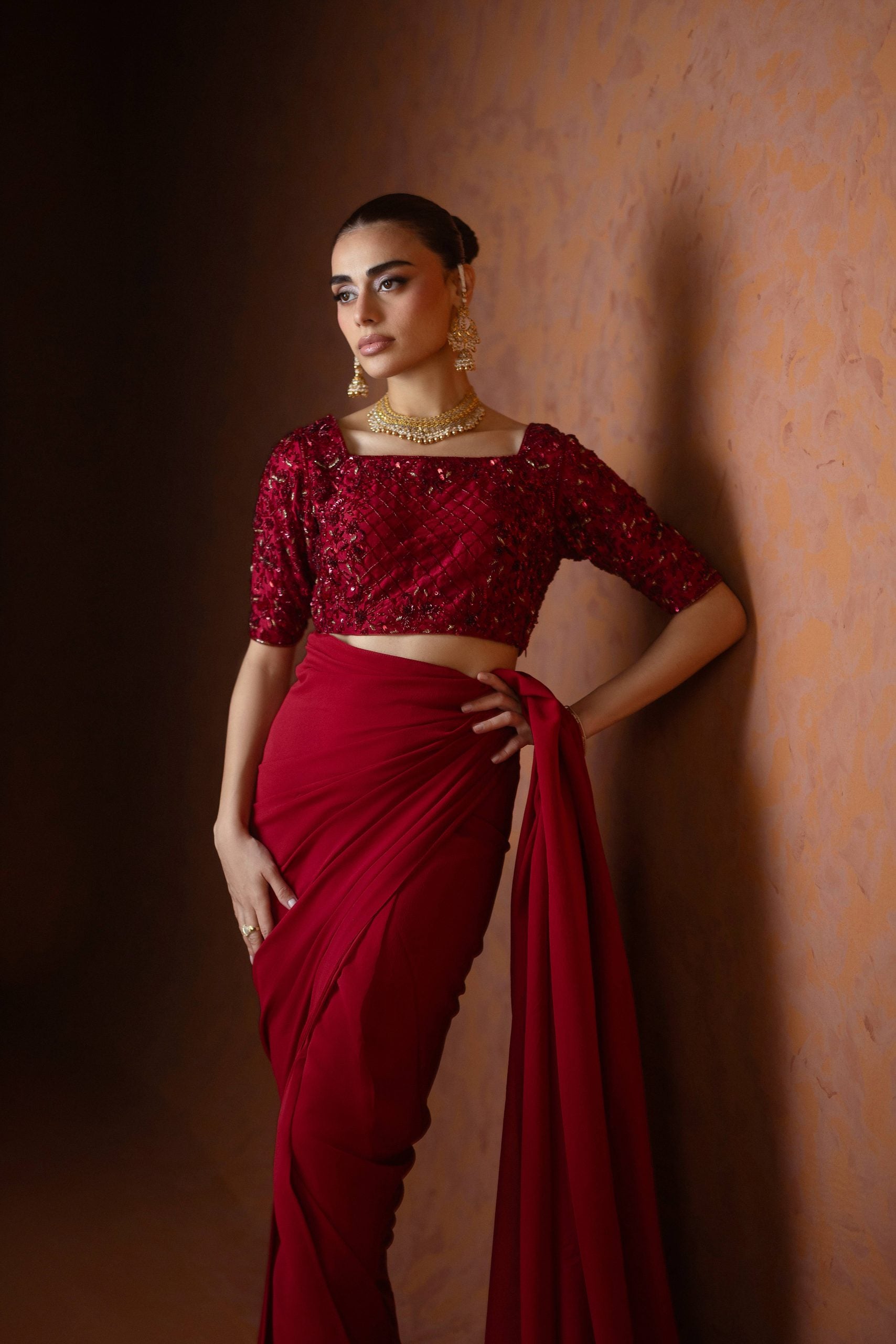 Elara Red Saree