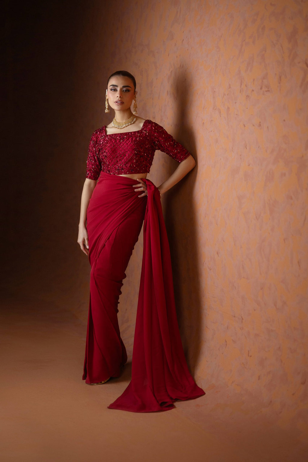 Elara Red Saree